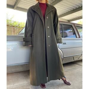 🔥VTG Casual Corner Classic Army Green Wool Blend Preppy Overcoat Oversized 6